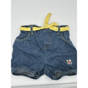 Vintage Toddler Denim‎ Jean Shorts Embroidered - Size 18 Months Belted Elastic